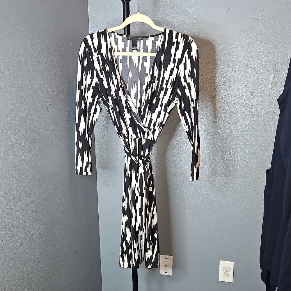 I-N-C Stylish Black and White Wrap Dress